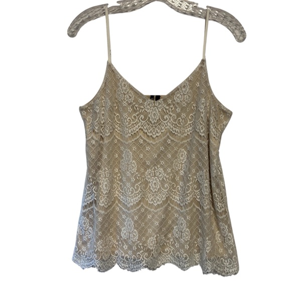 Maurices Floral Cream Nylon Lace Fairy Cami Camisole Adjustable spaghetti straps - Picture 3 of 13
